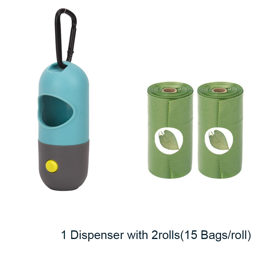 Illuminated LED Dog Waste Bag Dispenser: Portable & Eco-Friendly Pet Poop Bag Holder with Light - Includes Metal Carabiner