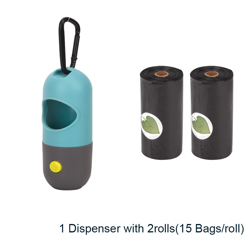 Illuminated LED Dog Waste Bag Dispenser: Portable & Eco-Friendly Pet Poop Bag Holder with Light - Includes Metal Carabiner