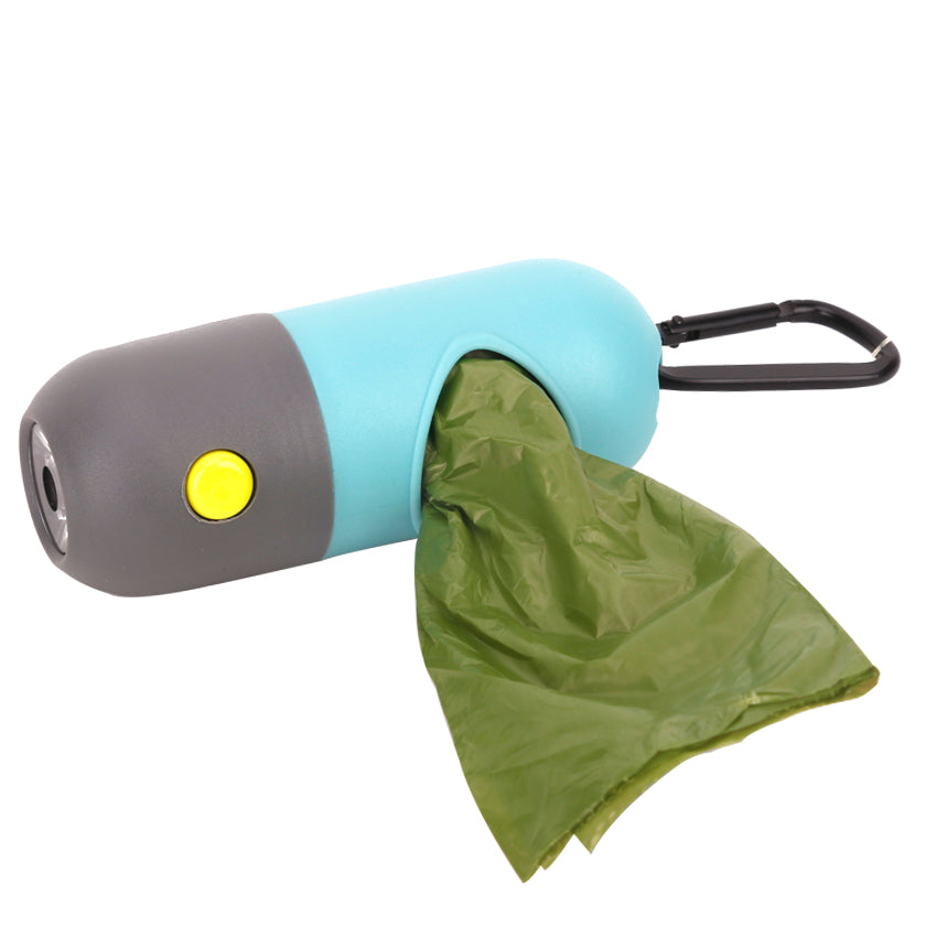Illuminated LED Dog Waste Bag Dispenser: Portable & Eco-Friendly Pet Poop Bag Holder with Light - Includes Metal Carabiner