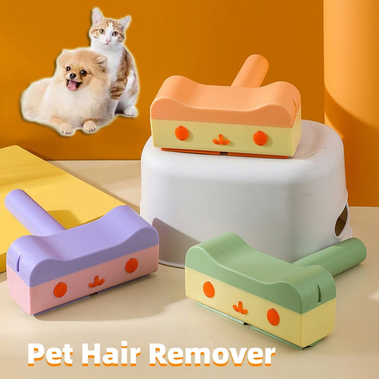 Adorable Cat-Faced Pet Hair Roller Remover: 2-Way Lint Brush & Fur Cleaning Tool for Home Furniture & Sofas