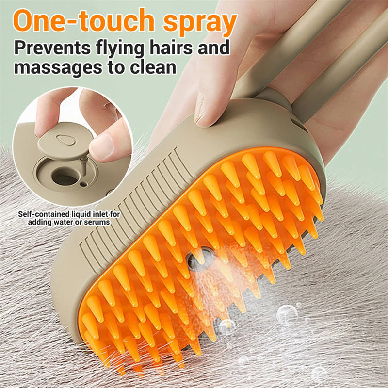 3-in-1 Electric Steam Pet Grooming Brush: Hydrating Spray Comb for Cats & Dogs - Enhances Coat Health & Eases Grooming