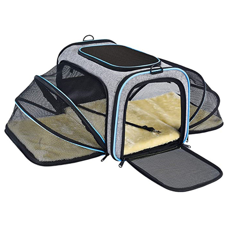 Airline-Approved Expandable Pet Carrier: Reflective & Breathable Travel Bag for Cats and Dogs - Foldable & Durable
