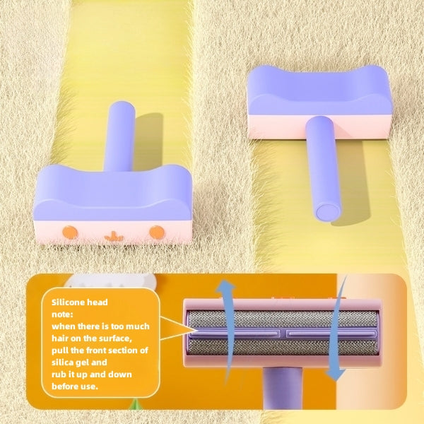 Adorable Cat-Faced Pet Hair Roller Remover: 2-Way Lint Brush & Fur Cleaning Tool for Home Furniture & Sofas
