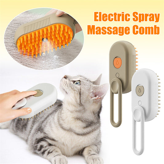 3-in-1 Electric Steam Pet Grooming Brush: Hydrating Spray Comb for Cats & Dogs - Enhances Coat Health & Eases Grooming