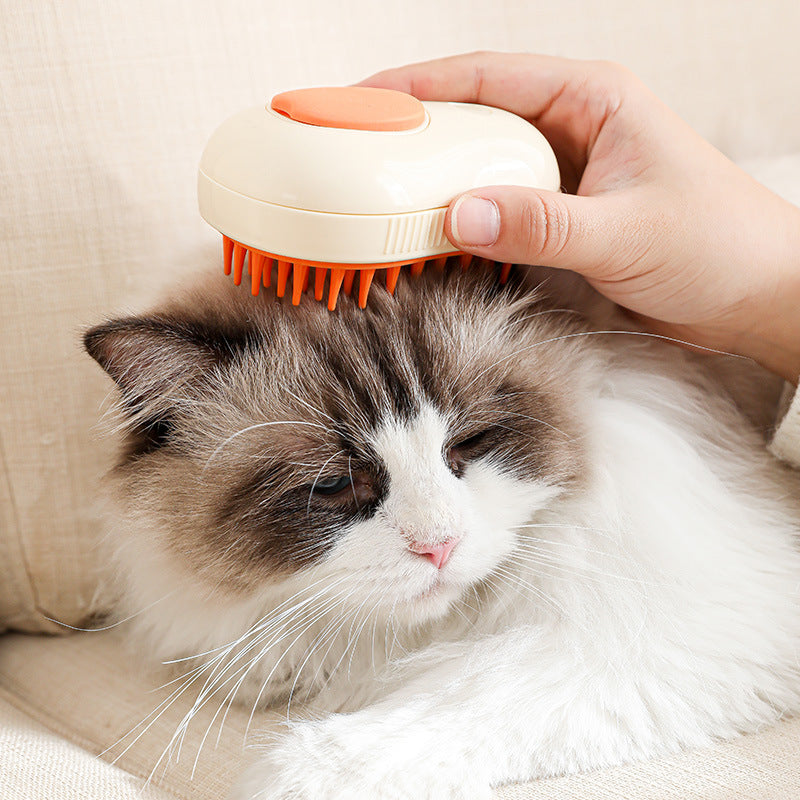 Electric Steam Cat & Dog Grooming Brush: Self-Cleaning, Massaging Comb with Avocado Design - Perfect for a Shiny, Tangle-Free Coat