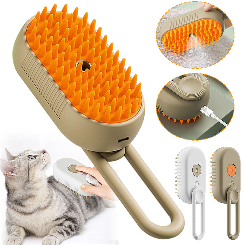 3-in-1 Electric Steam Pet Grooming Brush: Hydrating Spray Comb for Cats & Dogs - Enhances Coat Health & Eases Grooming