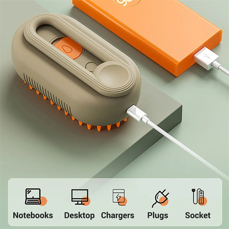 3-in-1 Electric Steam Pet Grooming Brush: Hydrating Spray Comb for Cats & Dogs - Enhances Coat Health & Eases Grooming