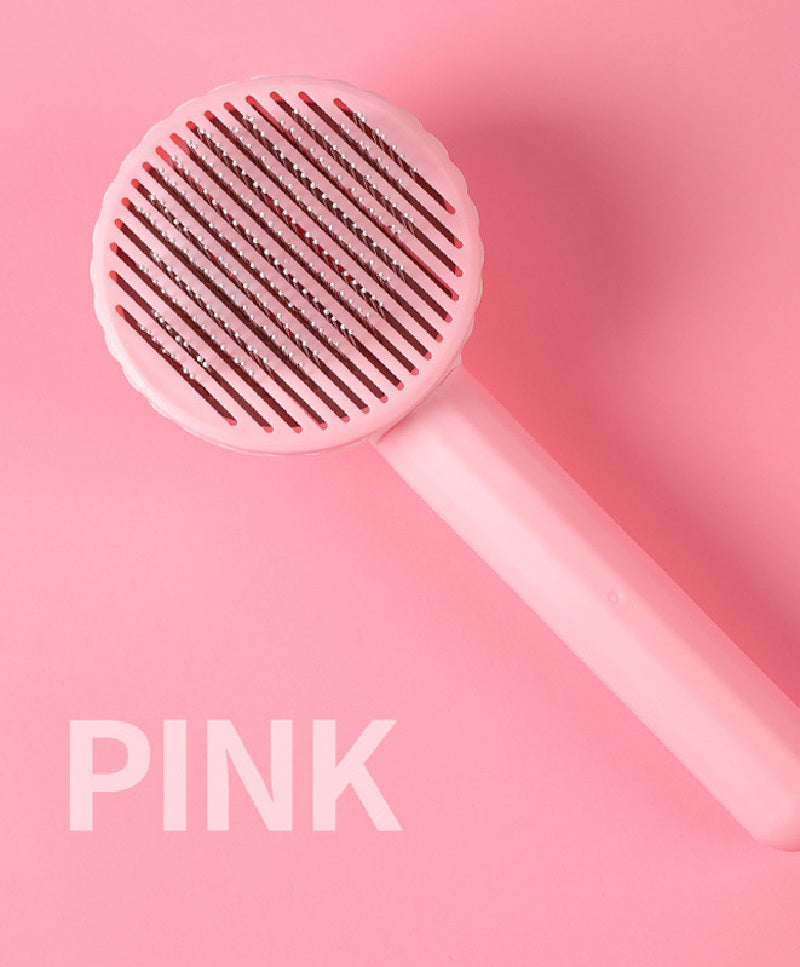 Pet Hair Remover & Grooming Brush: Gentle & Efficient Deshedding Tool for Cats and Dogs - Easy-Clean Stainless Steel Pins