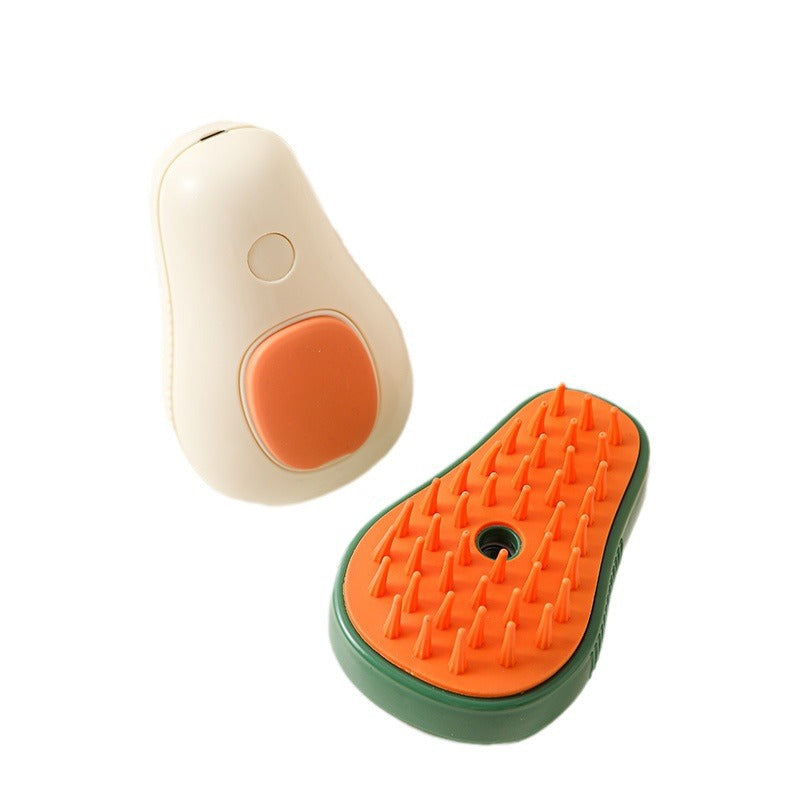 Electric Steam Cat & Dog Grooming Brush: Self-Cleaning, Massaging Comb with Avocado Design - Perfect for a Shiny, Tangle-Free Coat