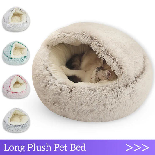 Cozy & Plush 2-in-1 Winter Pet Bed: Perfect Nest for Cats & Small Dogs