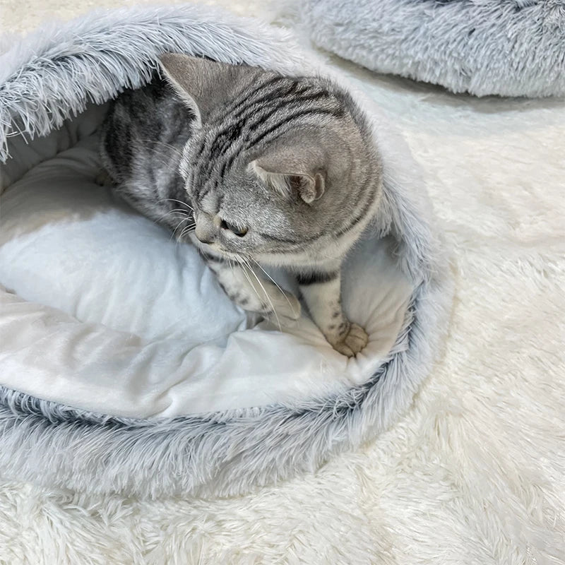 Cozy & Plush 2-in-1 Winter Pet Bed: Perfect Nest for Cats & Small Dogs