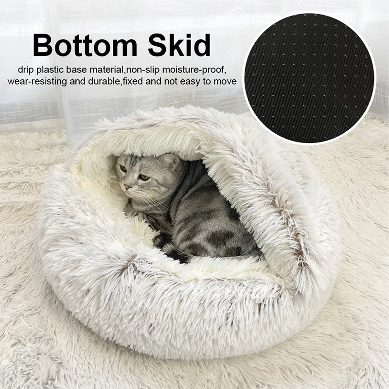 Cozy & Plush 2-in-1 Winter Pet Bed: Perfect Nest for Cats & Small Dogs