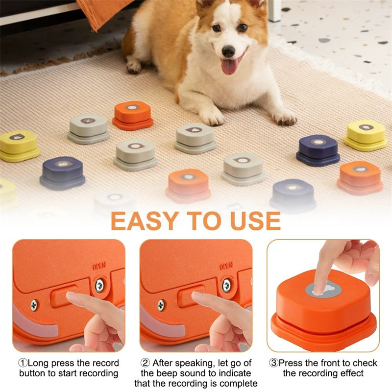 Recordable, Easy-to-Use Talking Toy for Dogs and Cats, Interactive Pet Communication Buttons in 4 Colors