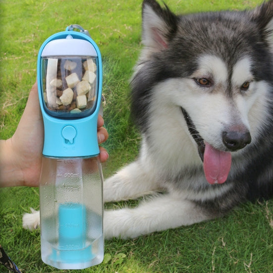 3-in-1 Multifunctional Pet Travel Companion: Portable Water & Food Dispenser with Built-In Poop Bag Holder