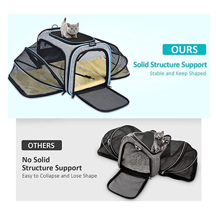 Airline-Approved Expandable Pet Carrier: Reflective & Breathable Travel Bag for Cats and Dogs - Foldable & Durable