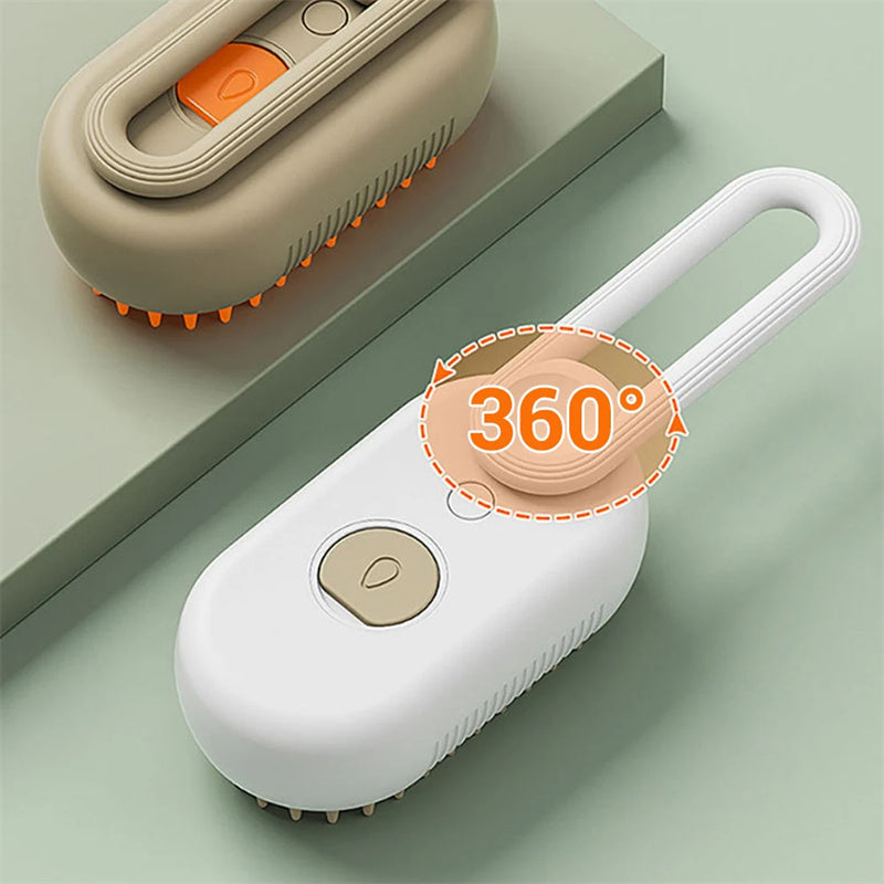 3-in-1 Electric Steam Pet Grooming Brush: Hydrating Spray Comb for Cats & Dogs - Enhances Coat Health & Eases Grooming