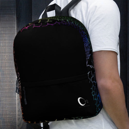 Wild Rainbow Outline Medium Size Backpack With Front Pocket | Water-Resistant Laptop Backpack with Multiple Pockets for Daily Use or Sports | - Comfortable Culture - Backpacks - Comfortable Culture