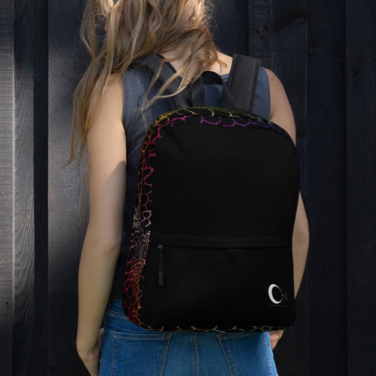 Wild Rainbow Outline Medium Size Backpack With Front Pocket | Water-Resistant Laptop Backpack with Multiple Pockets for Daily Use or Sports | - Comfortable Culture - Backpacks - Comfortable Culture