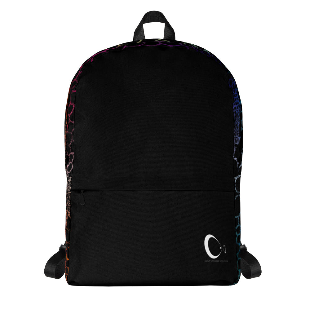 Wild Rainbow Outline Medium Size Backpack With Front Pocket | Water-Resistant Laptop Backpack with Multiple Pockets for Daily Use or Sports | - Comfortable Culture - Default Title - Backpacks - Comfortable Culture