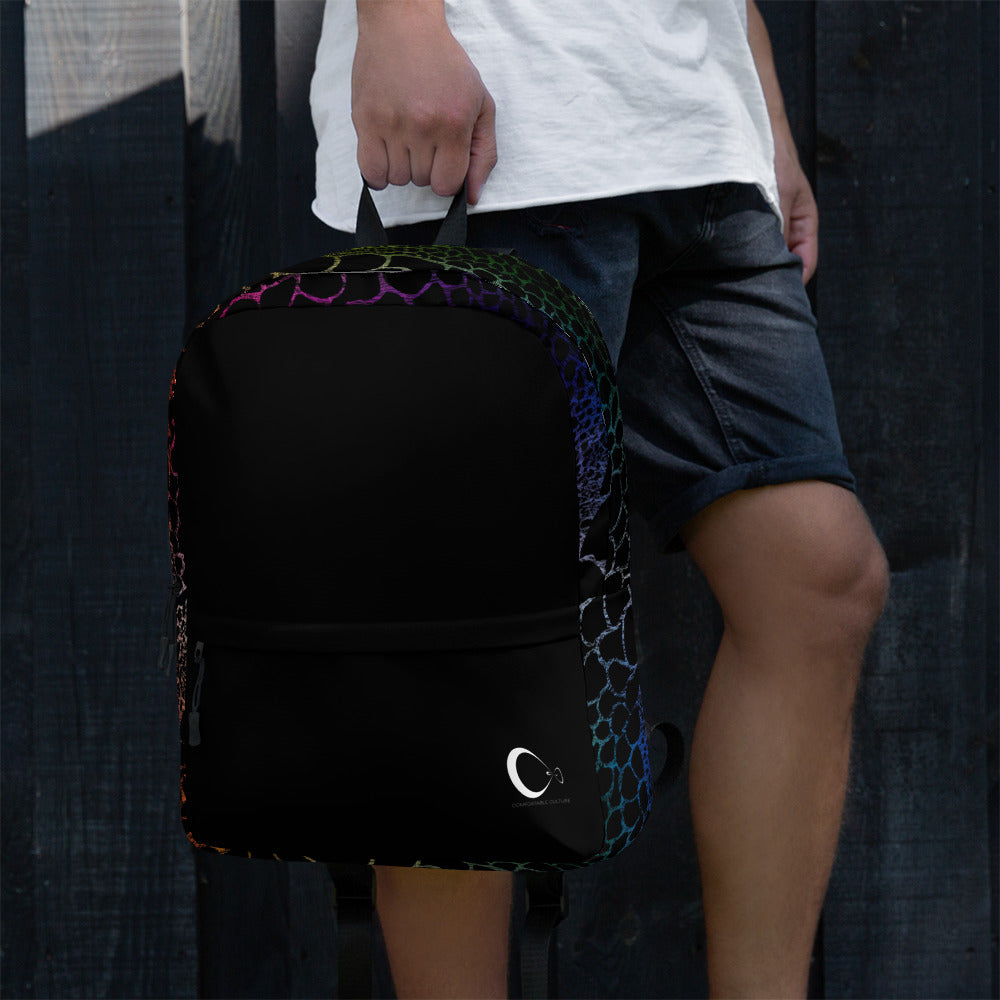 Wild Rainbow Outline Medium Size Backpack With Front Pocket | Water-Resistant Laptop Backpack with Multiple Pockets for Daily Use or Sports | - Comfortable Culture - Backpacks - Comfortable Culture
