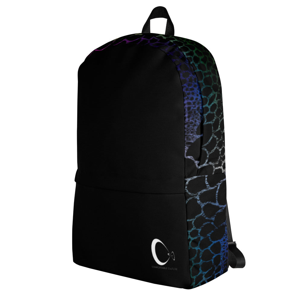 Wild Rainbow Outline Medium Size Backpack With Front Pocket | Water-Resistant Laptop Backpack with Multiple Pockets for Daily Use or Sports | - Comfortable Culture - Backpacks - Comfortable Culture