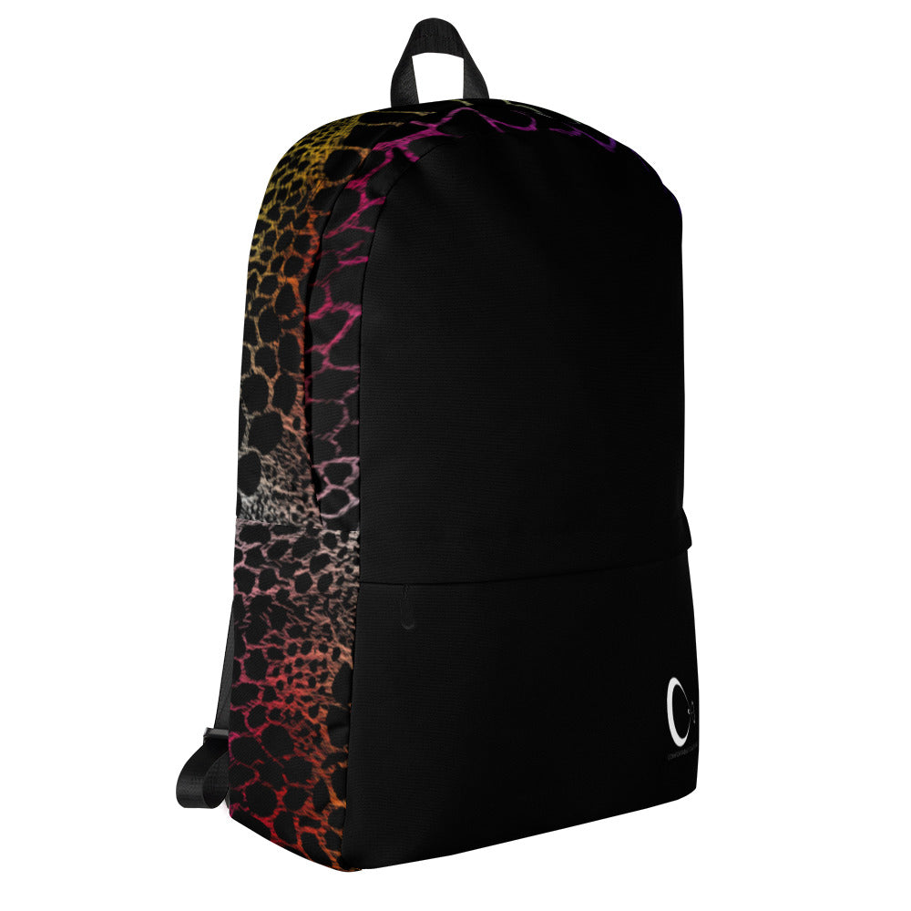 Wild Rainbow Outline Medium Size Backpack With Front Pocket | Water-Resistant Laptop Backpack with Multiple Pockets for Daily Use or Sports | - Comfortable Culture - Backpacks - Comfortable Culture
