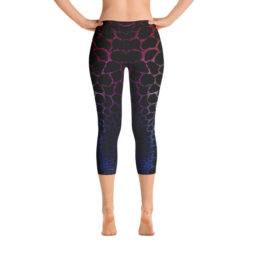 Wild Rainbow Outline (Capri Leggings) - Comfortable Culture - XS - Pants - Comfortable Culture