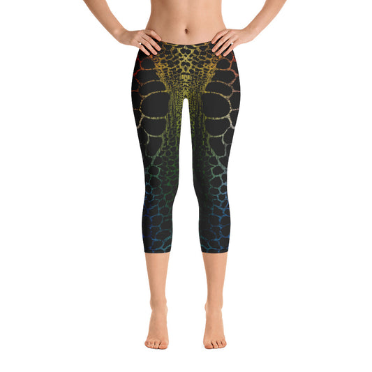 Wild Rainbow Outline (Capri Leggings) - Comfortable Culture - Pants - Comfortable Culture