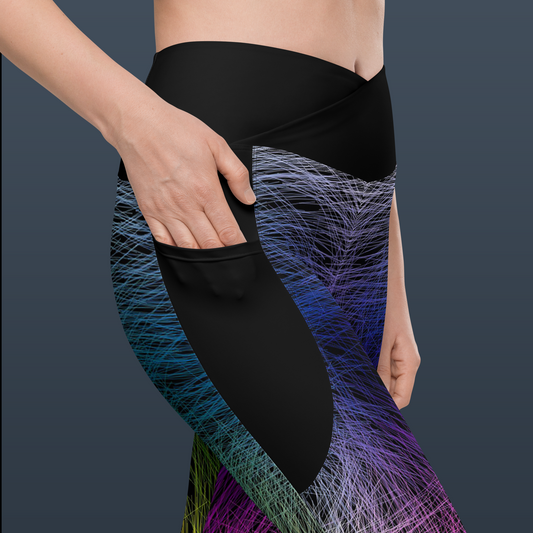 Wild Rainbow Crossover Leggings With Pockets