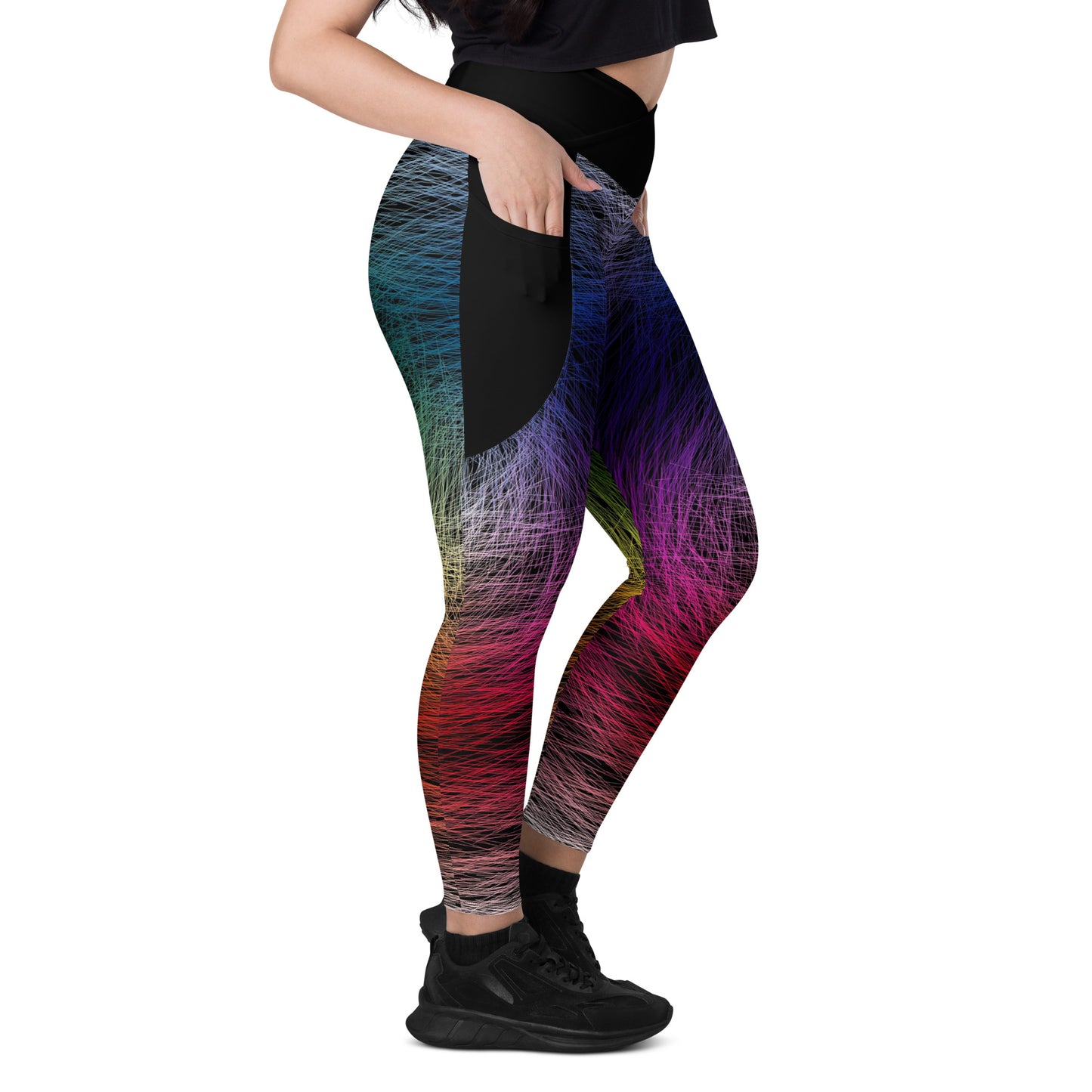 Wild Rainbow Crossover Leggings With Pockets - Comfortable Culture - Pants - Comfortable Culture