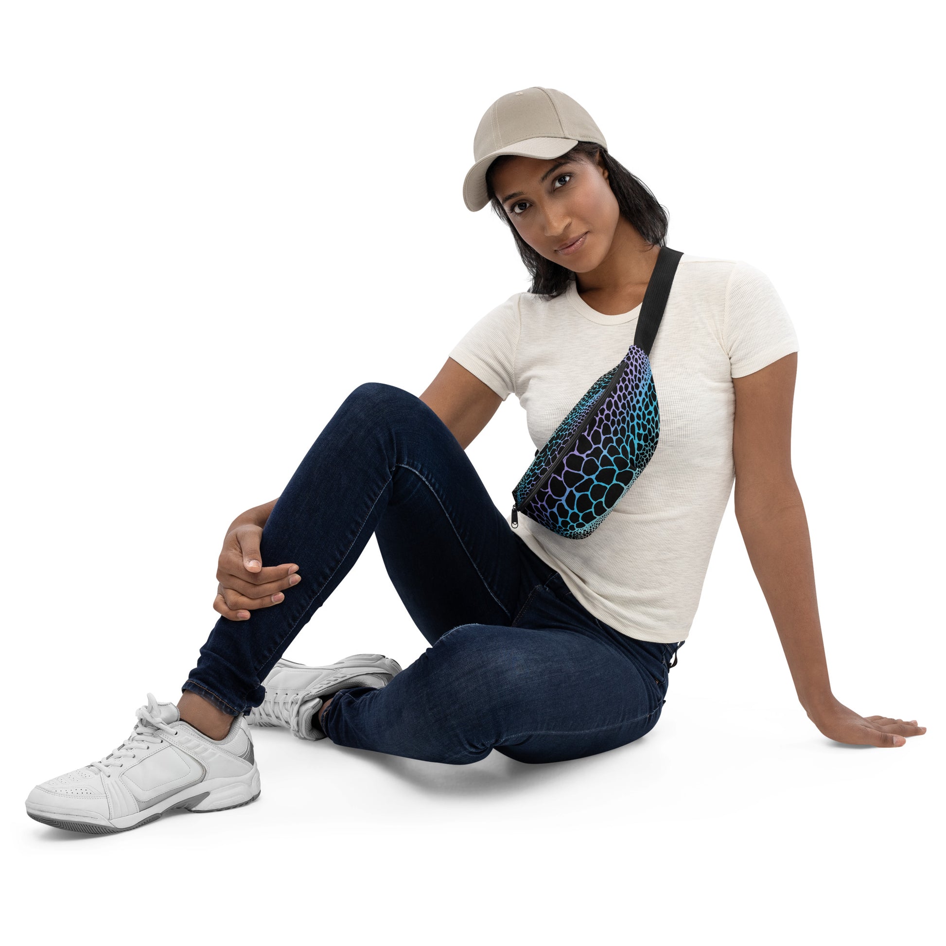 Wild Pastel Outline Fanny Pack | Colorful Organic Print | Festival Bum Bag | Belt Bag | Waist Pack | - Comfortable Culture - Fanny Packs - Comfortable Culture
