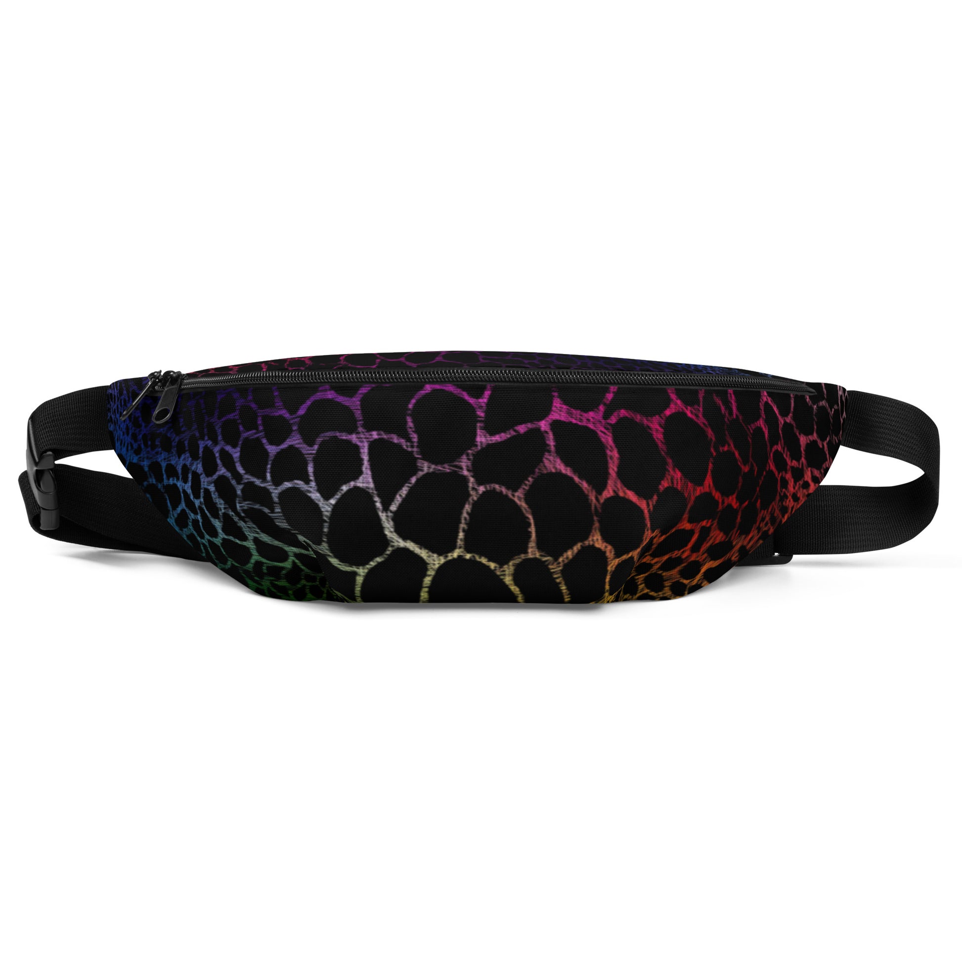 Wild Rainbow Outline Fanny Pack | Colorful Organic Print | Festival Bum Bag | Belt Bag | Waist Pack | - Comfortable Culture - S/M - Fanny Packs - Comfortable Culture