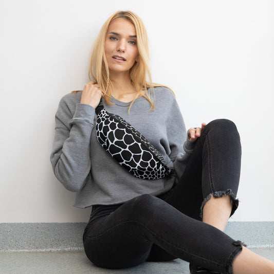 Wild Black and White Outline Fanny Pack | Animal Organic Print | Festival Waist Pack | - Comfortable Culture - Fanny Packs - Comfortable Culture