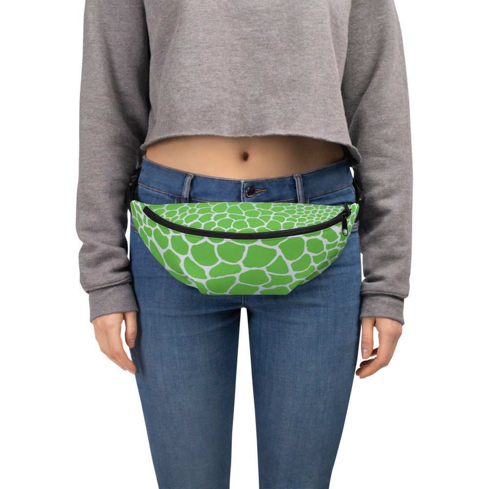 Wild Fanny Pack (Green/Silver) | Colorful Organic Print | Festival Bum Bag | Belt Bag | Waist Pack | - Comfortable Culture - Fanny Packs - Comfortable Culture