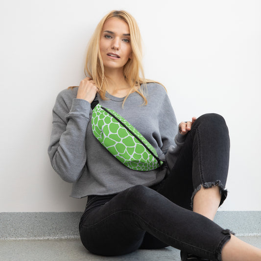 Wild Fanny Pack (Green/Silver) | Colorful Organic Print | Festival Bum Bag | Belt Bag | Waist Pack | - Comfortable Culture - Fanny Packs - Comfortable Culture