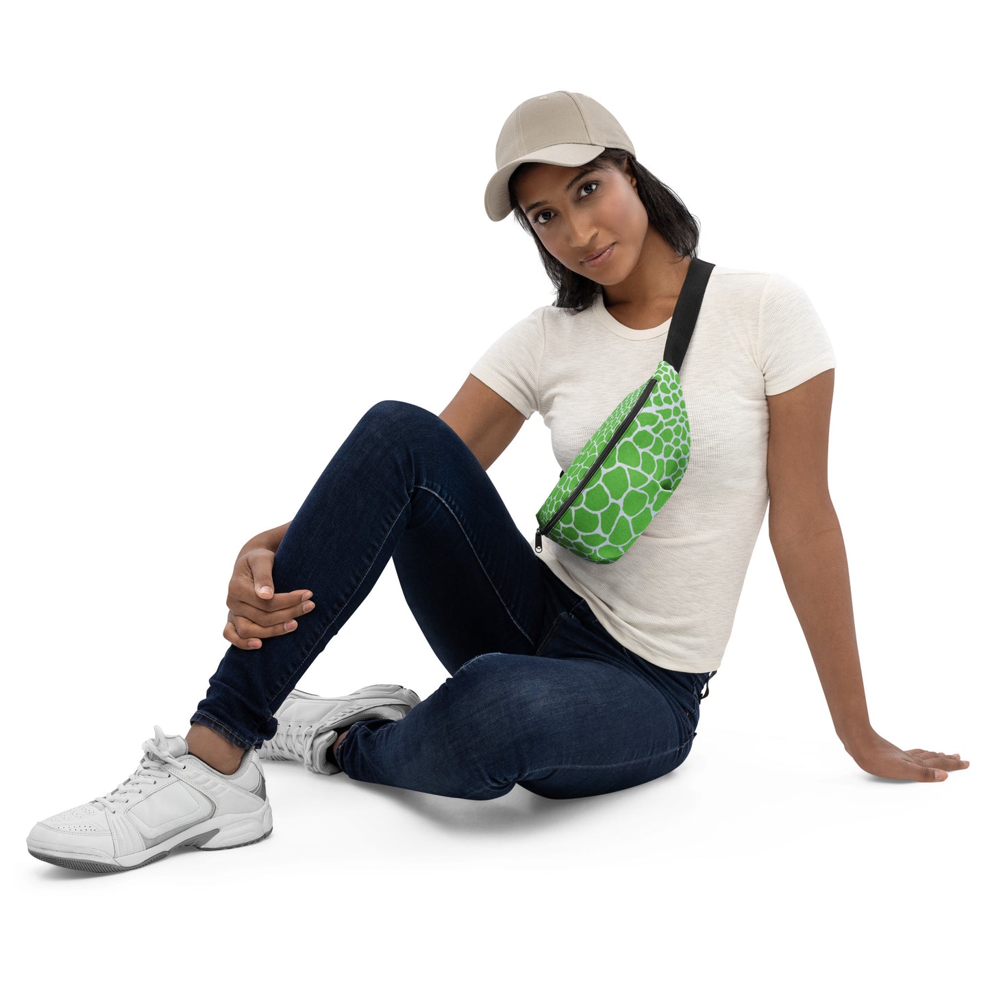 Wild Fanny Pack (Green/Silver) | Colorful Organic Print | Festival Bum Bag | Belt Bag | Waist Pack | - Comfortable Culture - Fanny Packs - Comfortable Culture