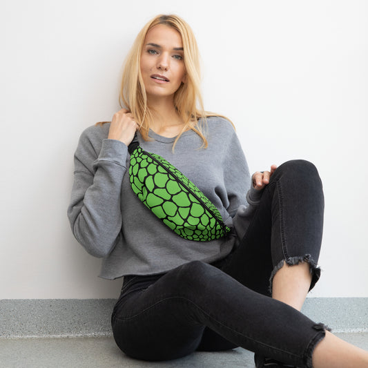 Wild Fanny Pack (Green/Black) | Colorful Organic Print | Festival Bum Bag | Belt Bag | Waist Pack | - Comfortable Culture - S/M - Fanny Packs - Comfortable Culture
