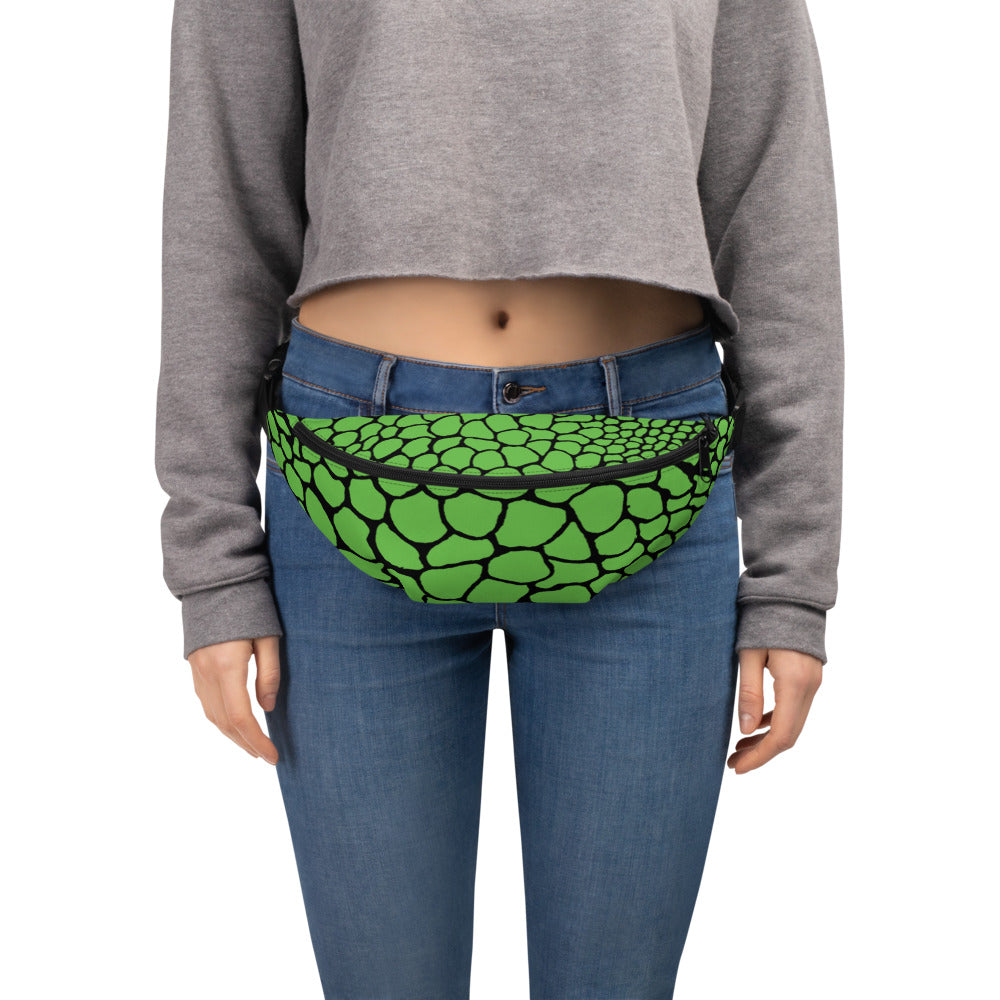 Wild Fanny Pack (Green/Black) | Colorful Organic Print | Festival Bum Bag | Belt Bag | Waist Pack | - Comfortable Culture - Fanny Packs - Comfortable Culture
