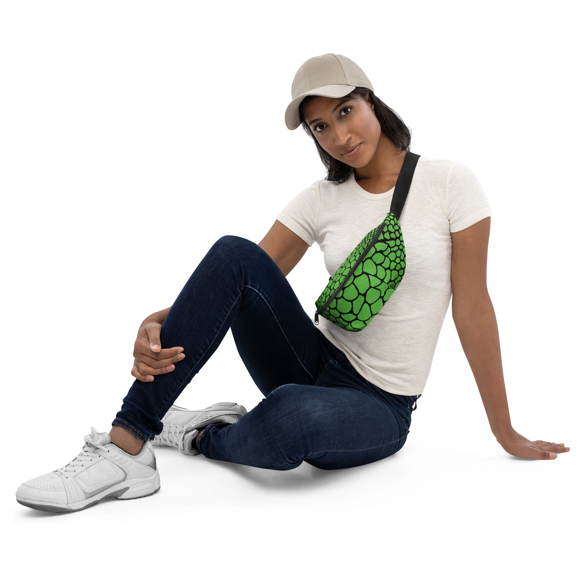 Wild Fanny Pack (Green/Black) | Colorful Organic Print | Festival Bum Bag | Belt Bag | Waist Pack | - Comfortable Culture - Fanny Packs - Comfortable Culture