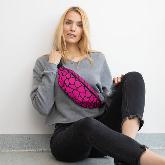 Wild Fanny Pack (Violet - Red) | Colorful Organic Print | Festival Bum Bag | Belt Bag | Waist Pack | - Comfortable Culture - S/M - Fanny Packs - Comfortable Culture
