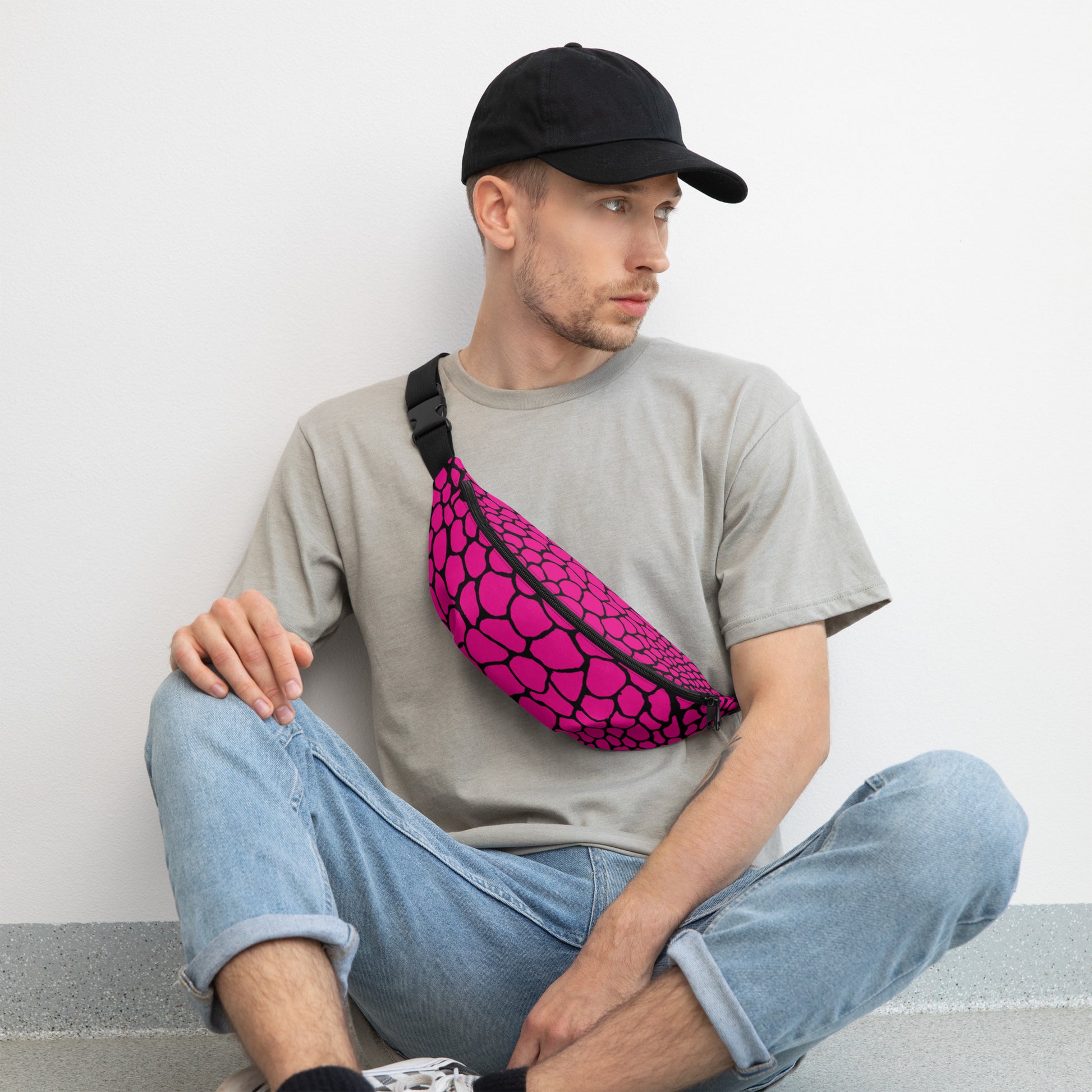 Wild Fanny Pack (Violet - Red) | Colorful Organic Print | Festival Bum Bag | Belt Bag | Waist Pack | - Comfortable Culture - Fanny Packs - Comfortable Culture