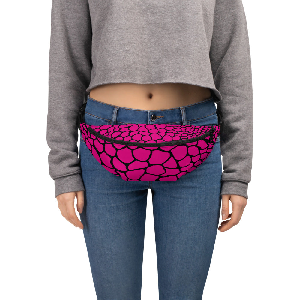 Wild Fanny Pack (Violet - Red) | Colorful Organic Print | Festival Bum Bag | Belt Bag | Waist Pack | - Comfortable Culture - Fanny Packs - Comfortable Culture