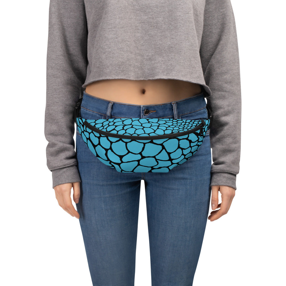 Wild Fanny Pack (Sky Blue) | Colorful Organic Print | Festival Bum Bag | Belt Bag | Waist Pack | - Comfortable Culture - Fanny Packs - Comfortable Culture