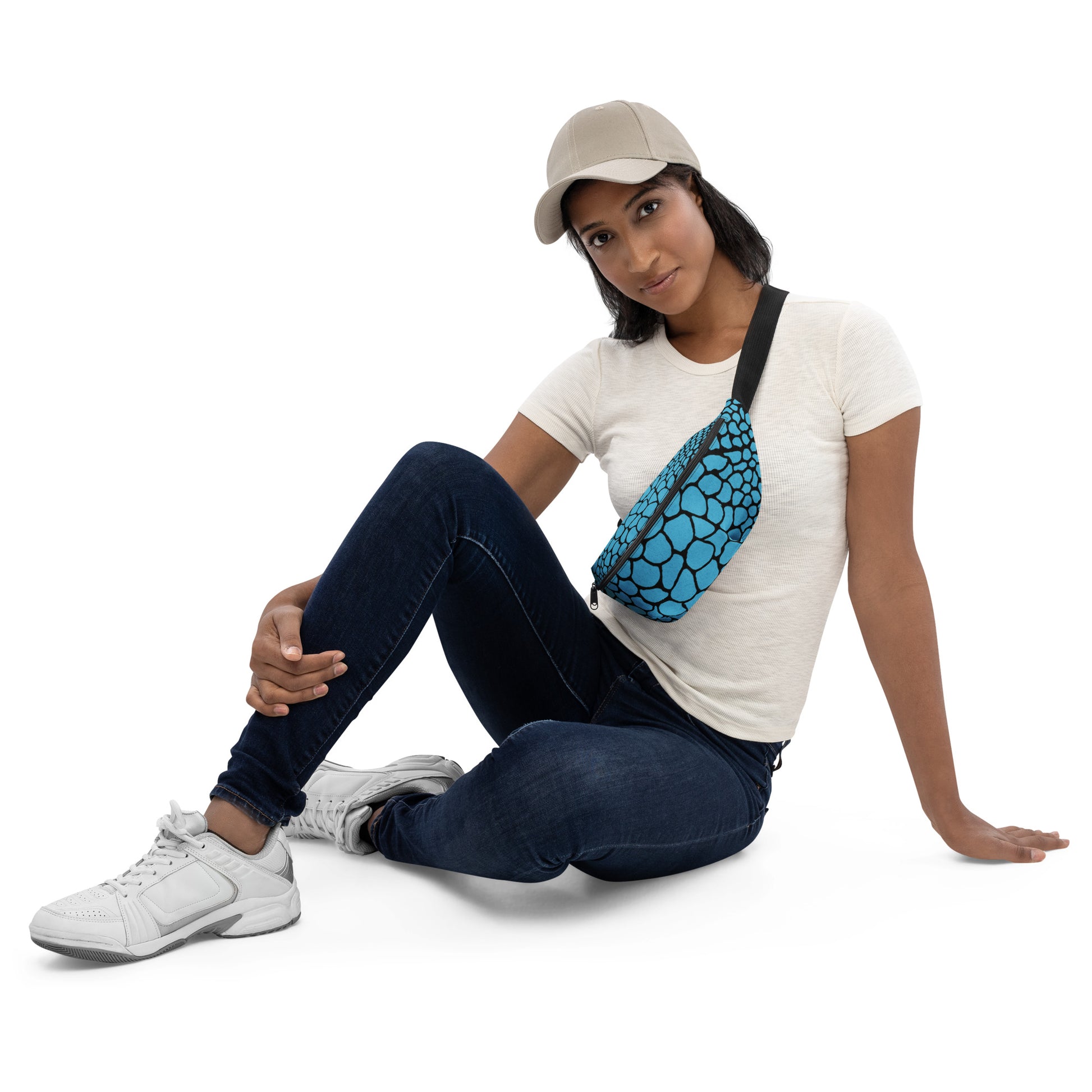 Wild Fanny Pack (Sky Blue) | Colorful Organic Print | Festival Bum Bag | Belt Bag | Waist Pack | - Comfortable Culture - Fanny Packs - Comfortable Culture