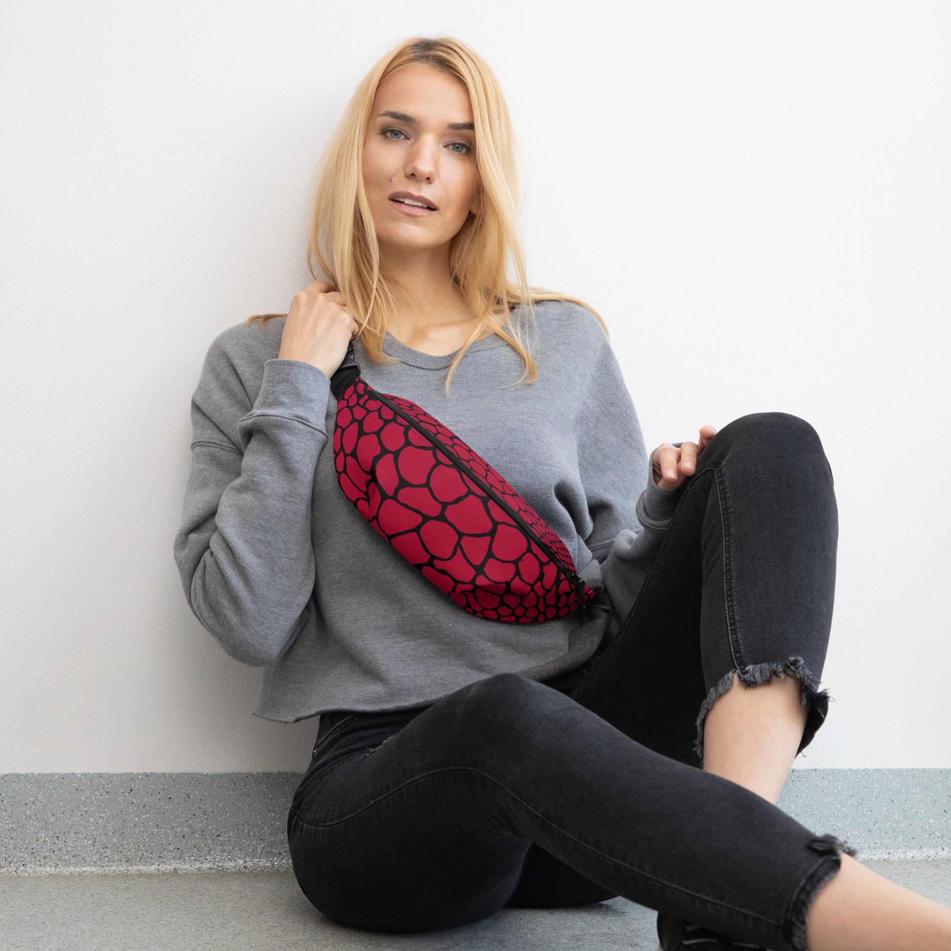 Wild Fanny Pack (Blood Red) | Colorful Organic Print | Festival Bum Bag | Belt Bag | Waist Pack | - Comfortable Culture - S/M - Fanny Packs - Comfortable Culture