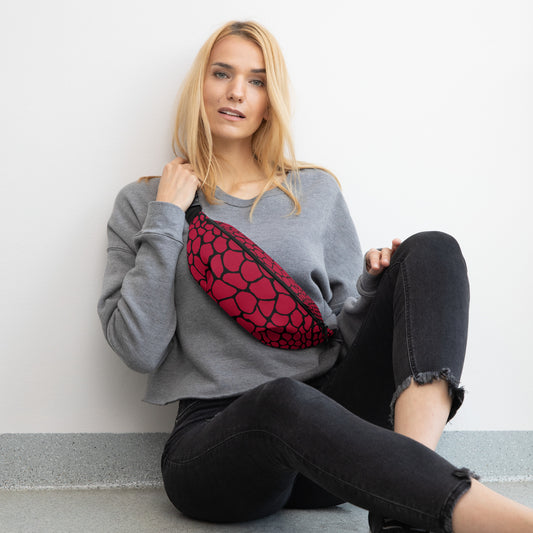 Wild Fanny Pack (Blood Red) | Colorful Organic Print | Festival Bum Bag | Belt Bag | Waist Pack | - Comfortable Culture - S/M - Fanny Packs - Comfortable Culture