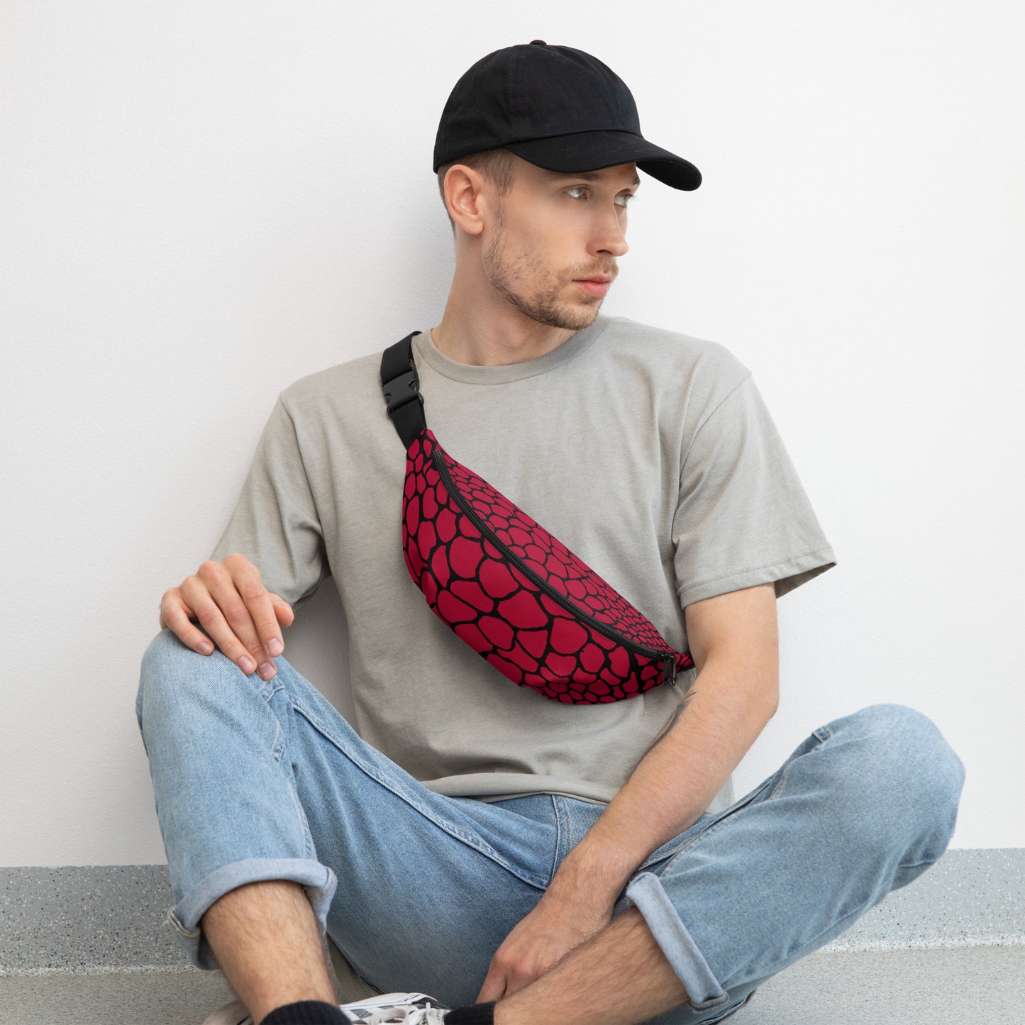 Wild Fanny Pack (Blood Red) | Colorful Organic Print | Festival Bum Bag | Belt Bag | Waist Pack | - Comfortable Culture - Fanny Packs - Comfortable Culture