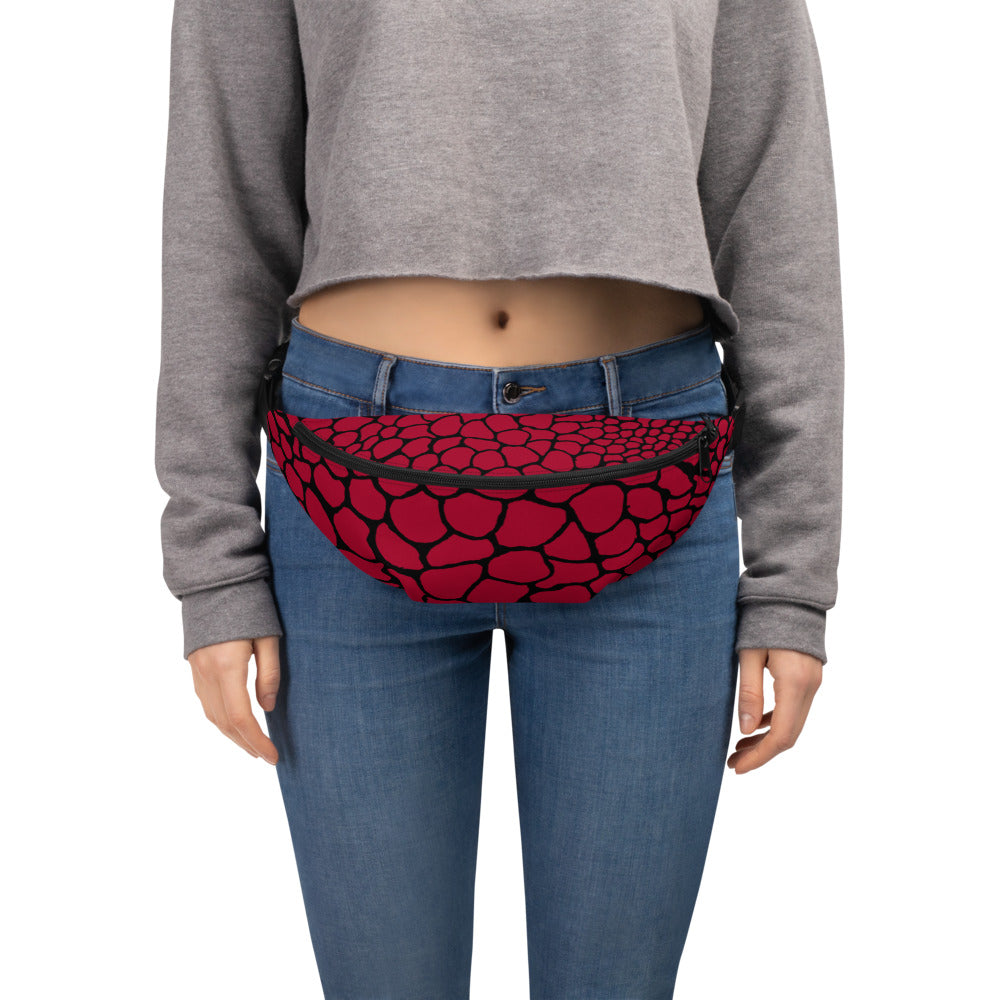 Wild Fanny Pack (Blood Red) | Colorful Organic Print | Festival Bum Bag | Belt Bag | Waist Pack | - Comfortable Culture - Fanny Packs - Comfortable Culture