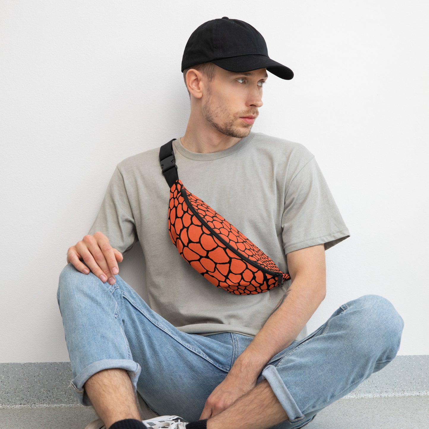 Wild Fanny Pack (Outrageous Orange) | Colorful Organic Print | Festival Bum Bag | Belt Bag | Waist Pack | - Comfortable Culture - S/M - Fanny Packs - Comfortable Culture