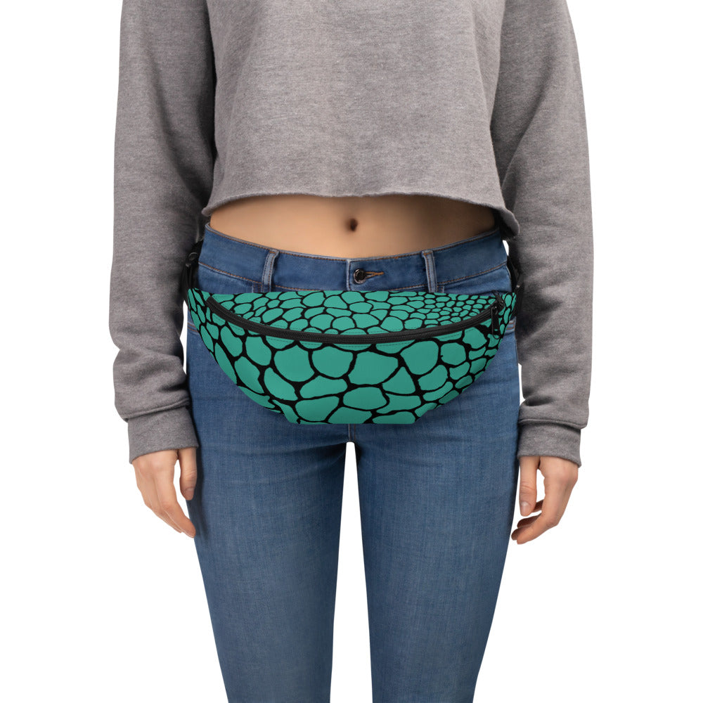 Wild Fanny Pack (Teal) | Colorful Organic Print | Festival Bum Bag | Belt Bag | Waist Pack | - Comfortable Culture - Fanny Packs - Comfortable Culture